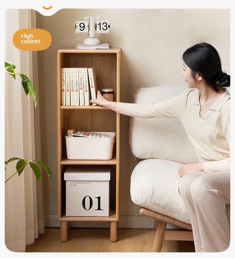 Beech Solid Wood Small Bookshelf Side Cabinet