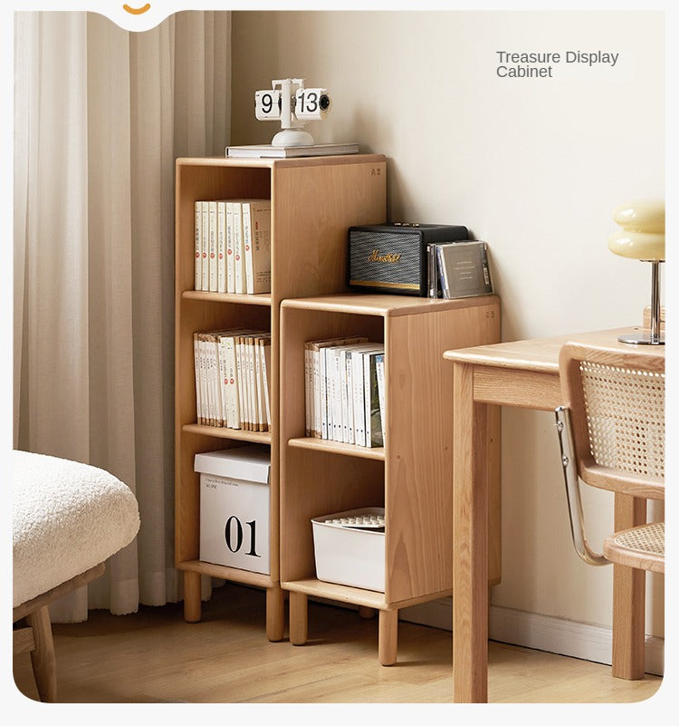 Beech Solid Wood Small Bookshelf Side Cabinet