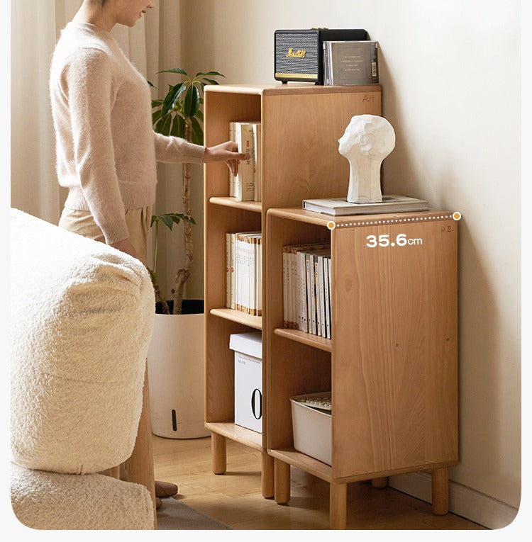 Beech Solid Wood Small Bookshelf Side Cabinet