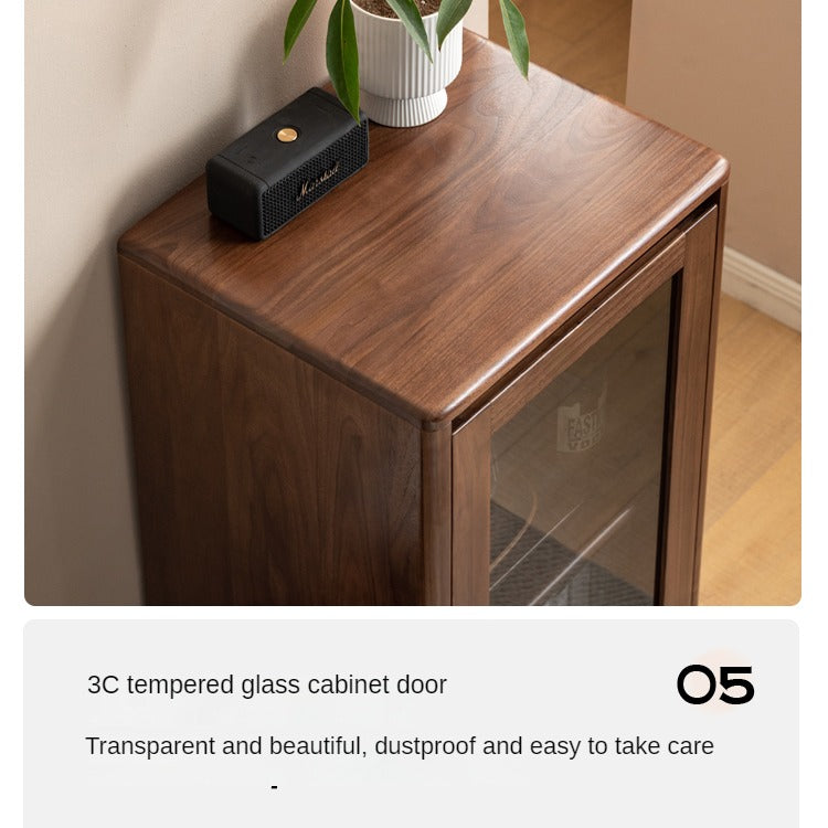 Black Walnut Solid Wood Rock Side Cabinet