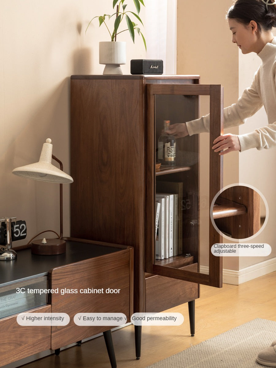 Black Walnut Solid Wood Rock Side Cabinet