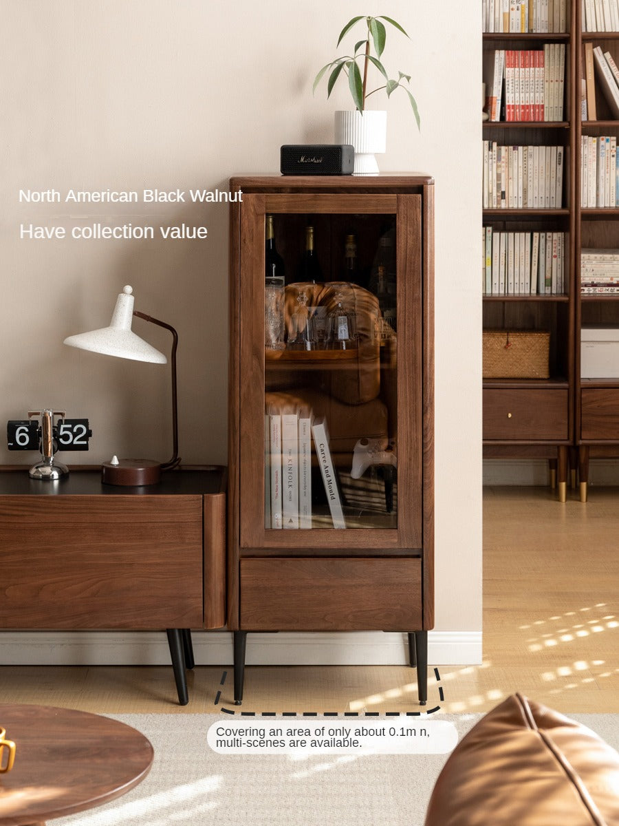 Black Walnut Solid Wood Rock Side Cabinet