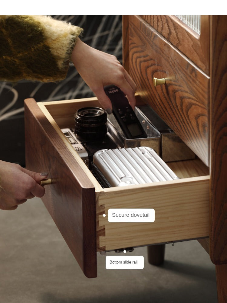 Ash Solid Wood Narrow Side Cabinet.