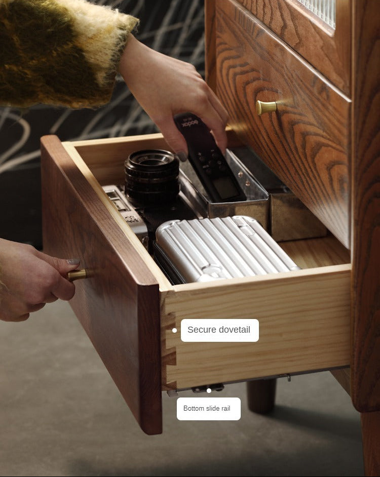 Ash Solid Wood Narrow Side Cabinet.