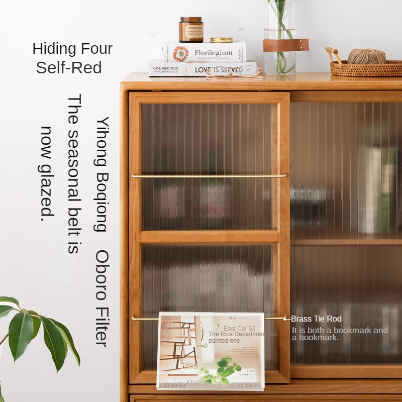 Cherry WoodRetro Side Cabinet Vintage Storage Cabinet