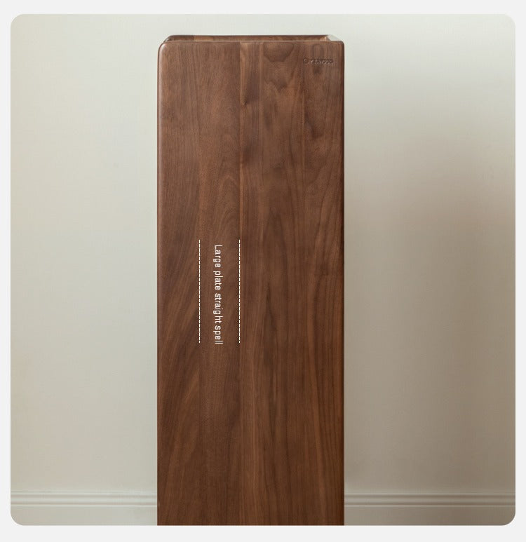 Black Walnut, Oak Solid Wood Glass Flip Door Display Side Cabinet LED Lights