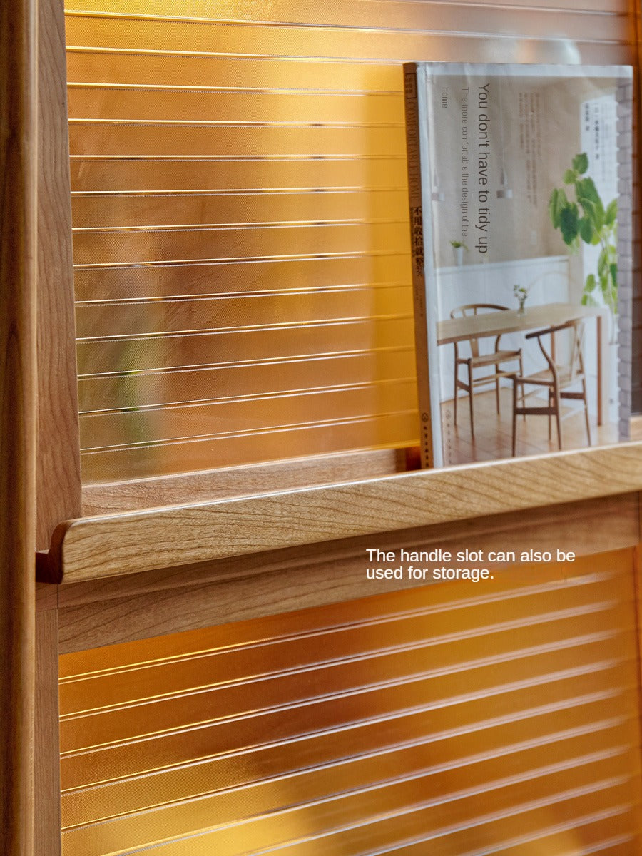 Cherry, Oak Solid Wood Flip Door Magazine Cabinet LED light -