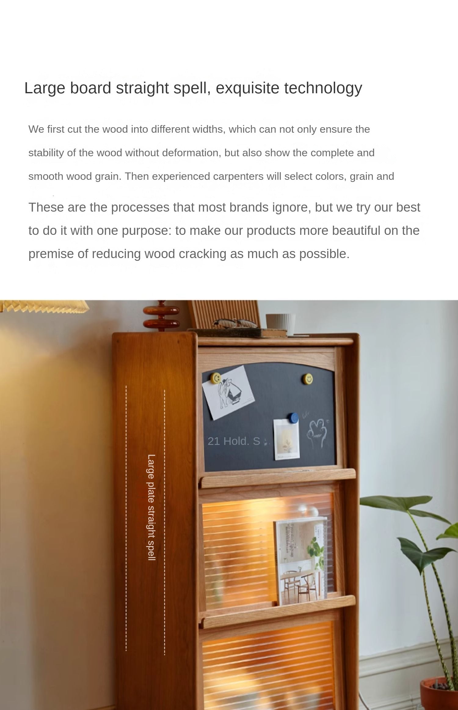 Cherry, Oak Solid Wood Flip Door Magazine Cabinet LED light -