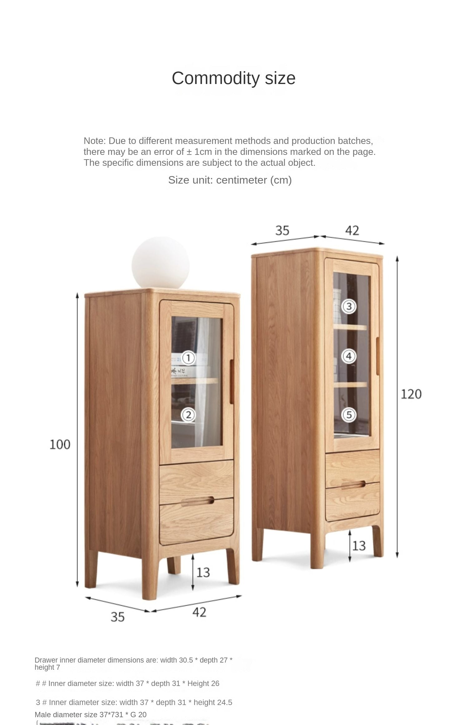 Oak Solid Wood Nordic Side Cabinet.