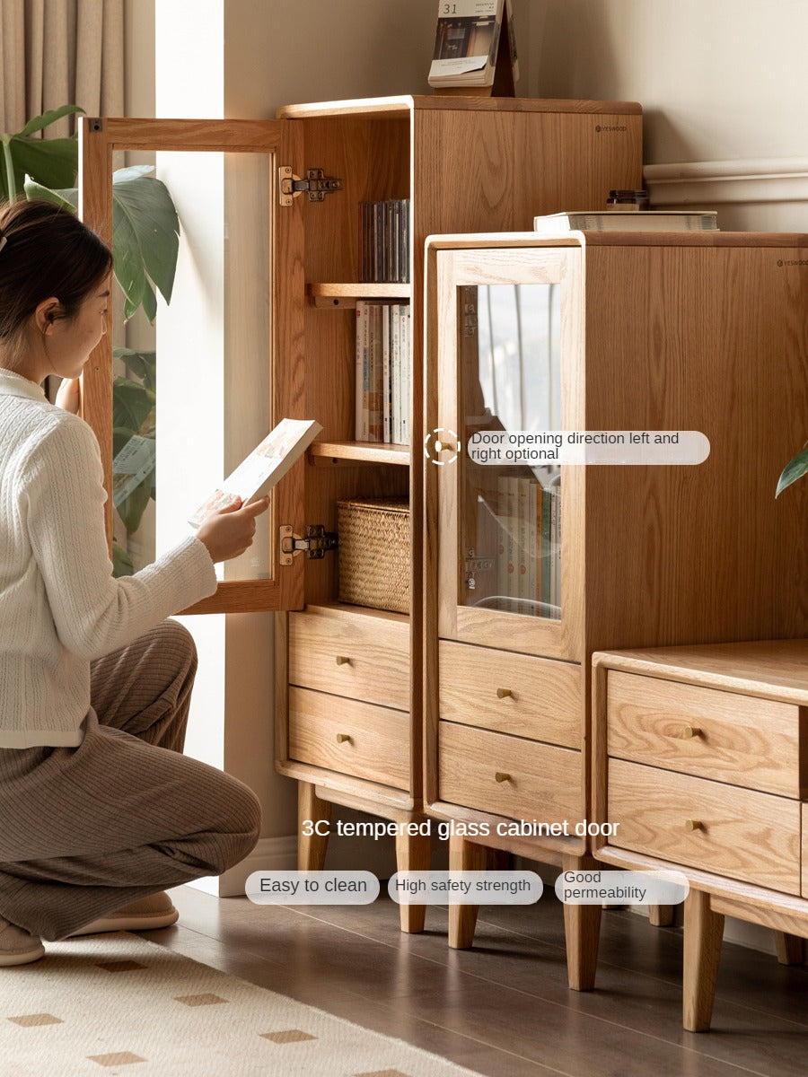 Oak, Beech Solid Wood Nordic Side Cabinet