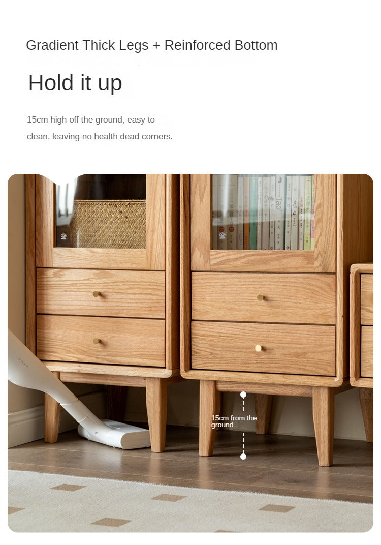 Oak, Beech Solid Wood Nordic Side Cabinet