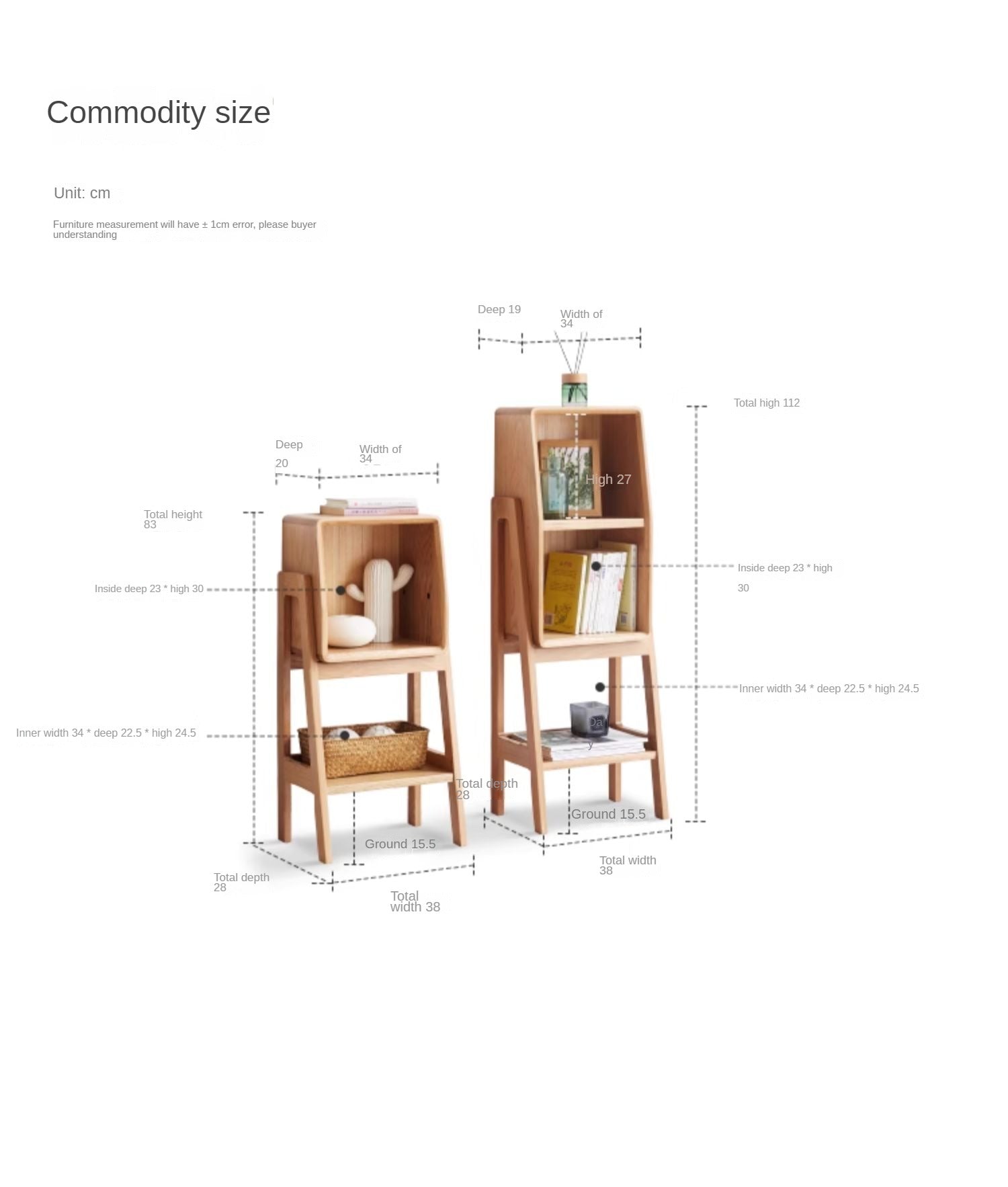 Oak Solid Wood Side Cabinet Combination