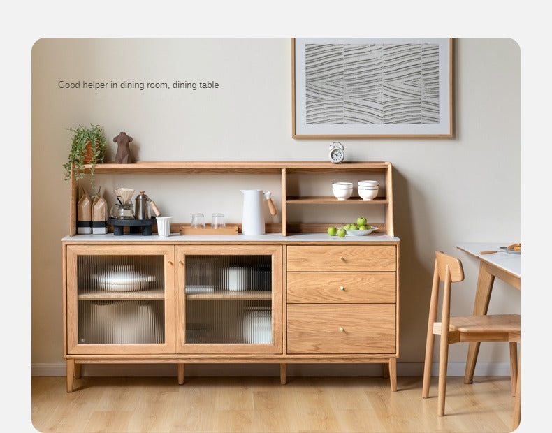 Oak Solid Wood Rock Board Modern Dining Sideboard