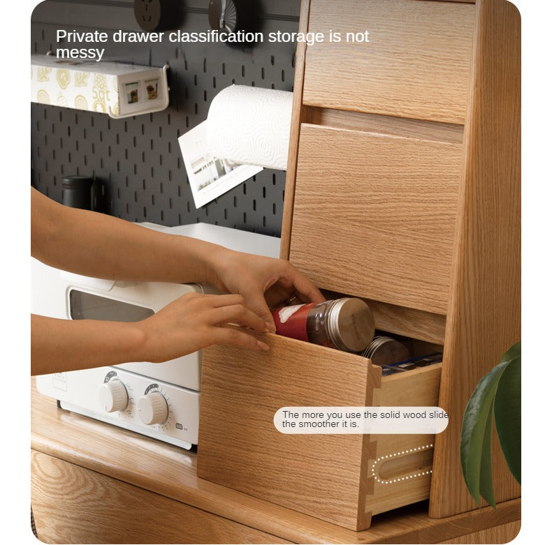 Oak Solid Wood, Solid Rubberwood Sideboard Shelf, Kitchen Shelf