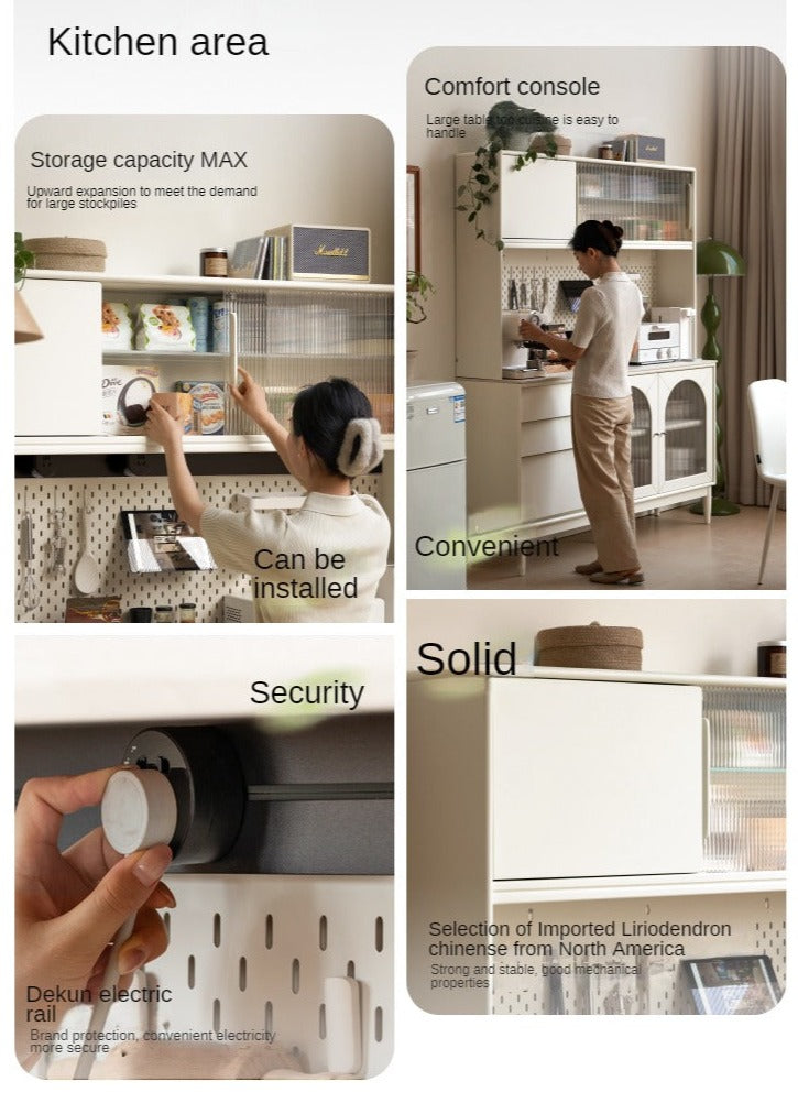 Solid Rubberwood Sideboard, Buffet Cabinet