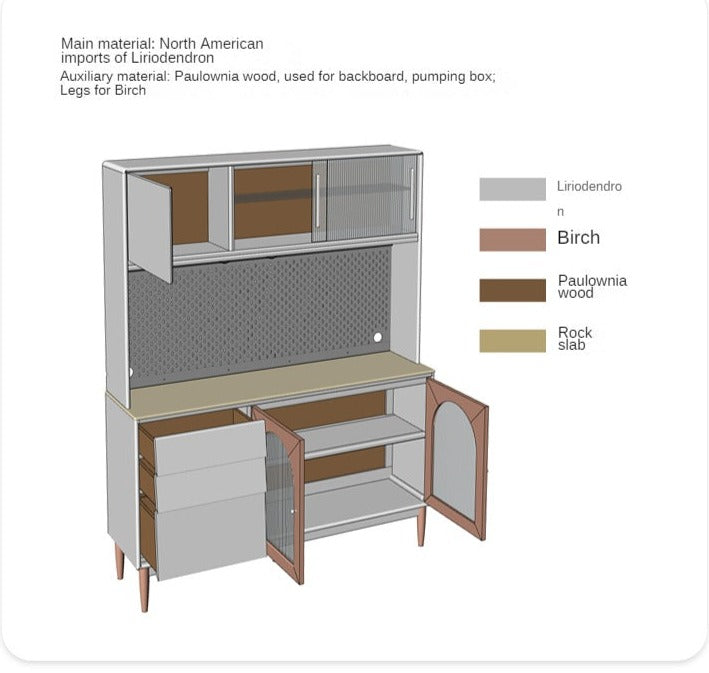 Poplar Solid Wood, Solid Rubberwood Sideboard, Buffet Cabinet