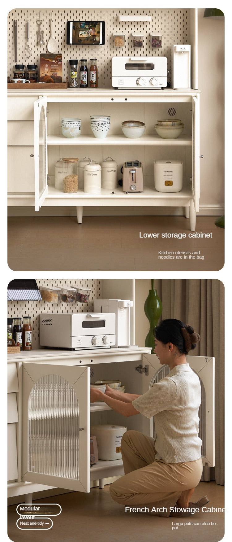 Poplar Solid Wood, Solid Rubberwood Sideboard, Buffet Cabinet
