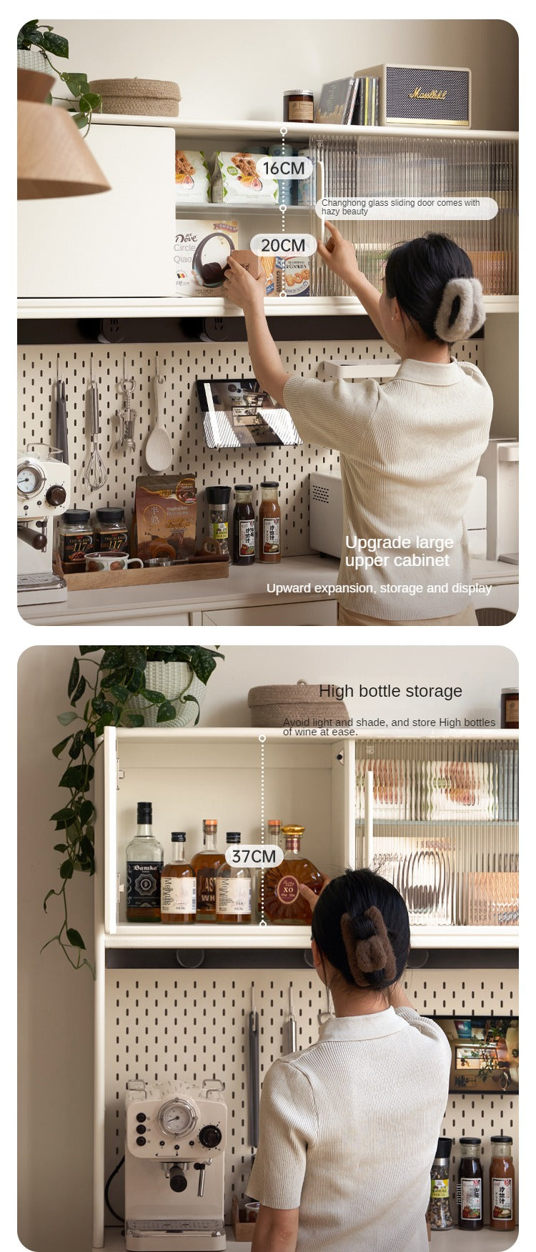 Solid Rubberwood Sideboard, Buffet Cabinet