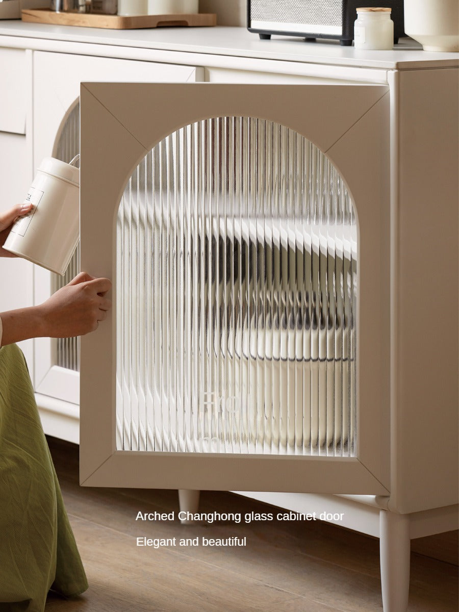 Solid Rubberwood Sideboard, Buffet Cabinet