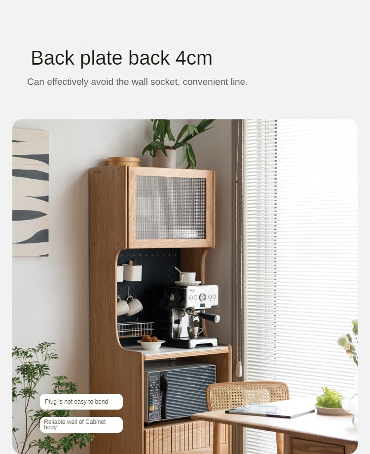 Solid RubberWood, Oak Solid Wood Sideboard Rock Board LED Light