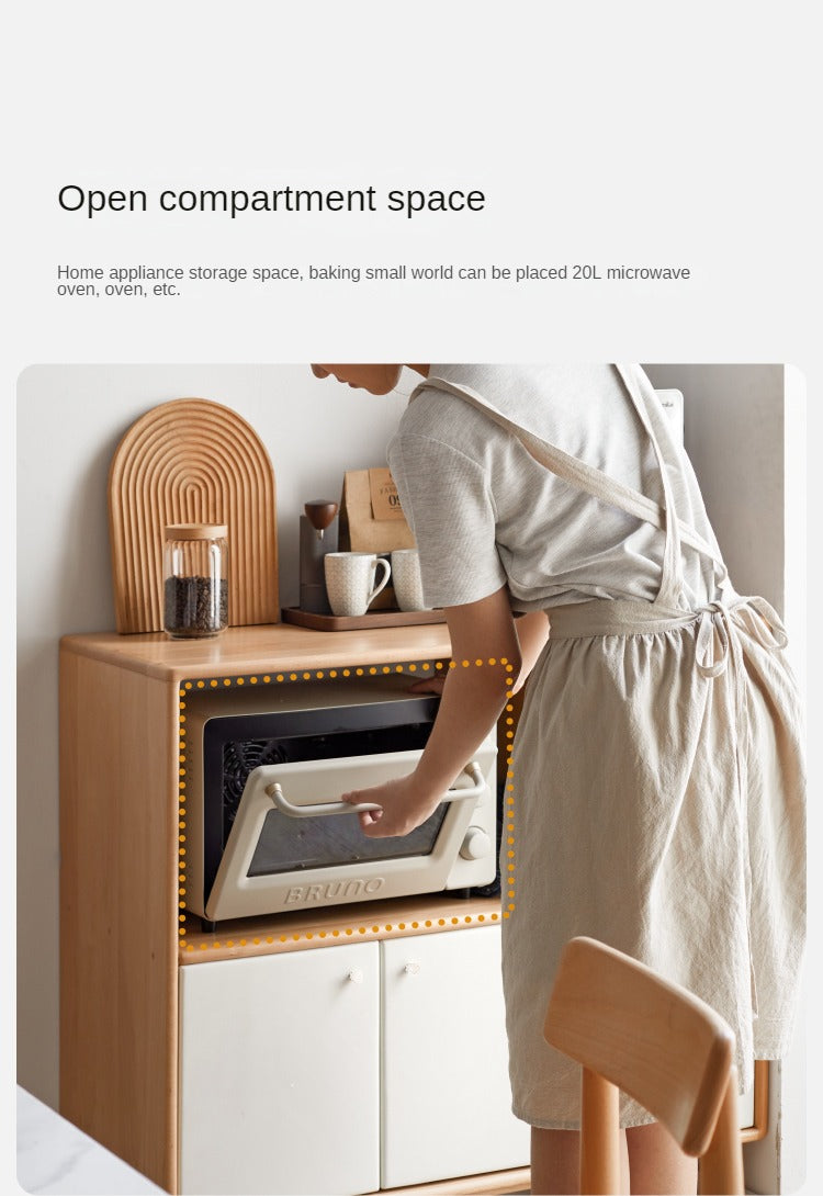 Beech Solid Wood Meal White Storage Cabinet
