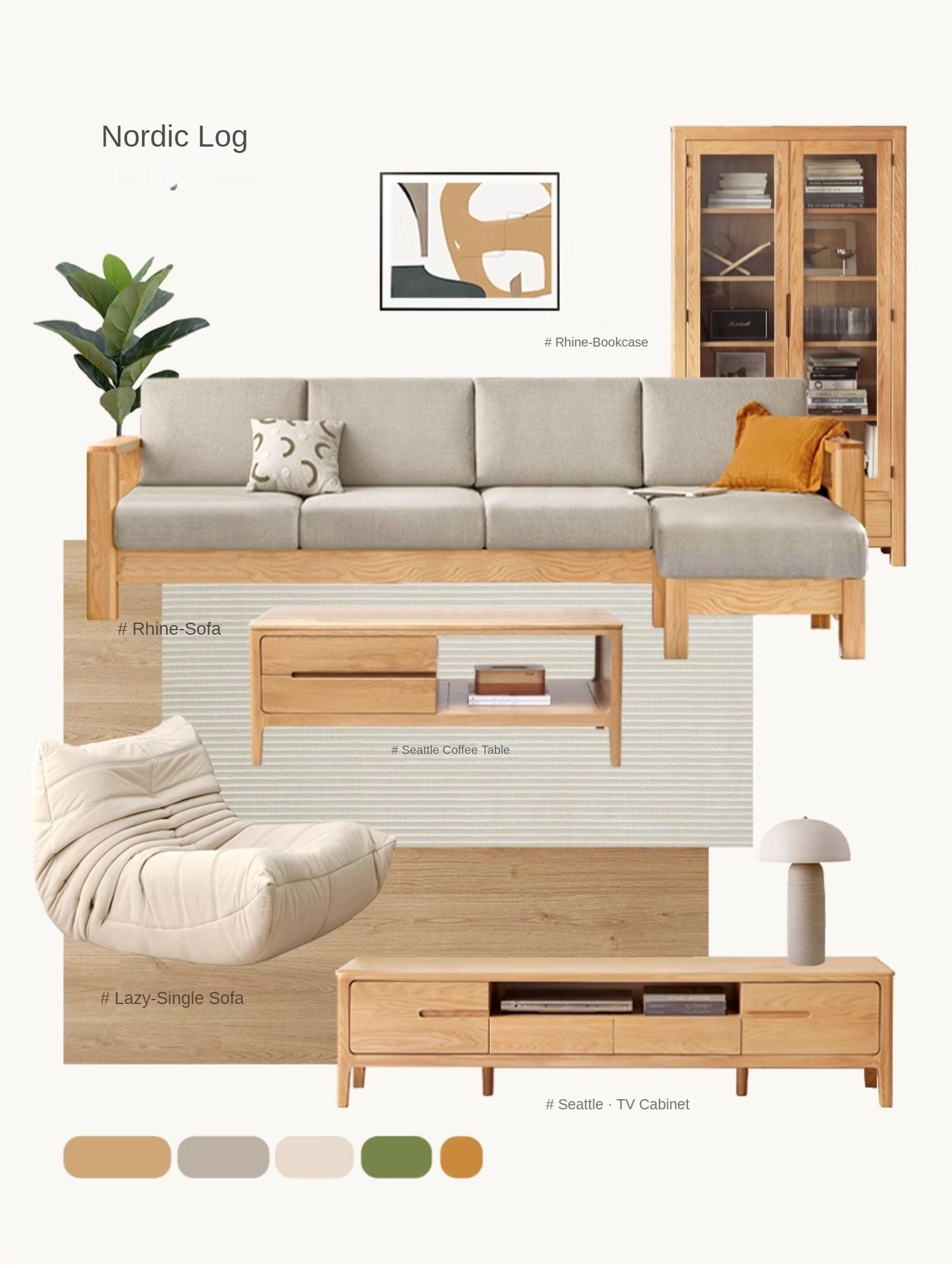 Oak, Solid Rubberwood Coffee Table Three Drawers