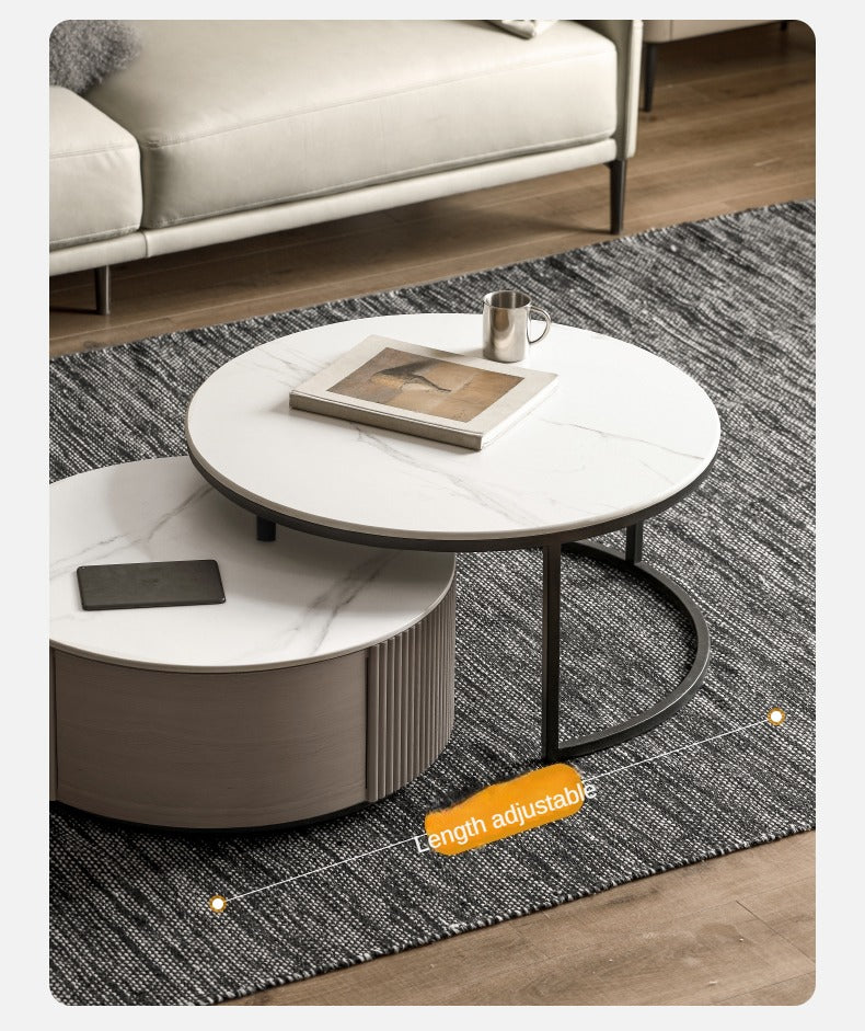 Oak Solid Wood French Light Luxury Rock Plate Coffee Table