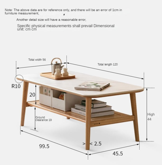 Oak, Beech Solid Wood Slate Coffee Table