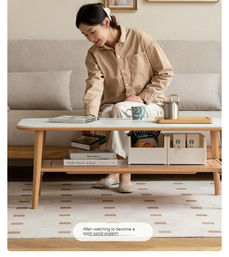 Oak, Beech Solid Wood Slate Coffee Table