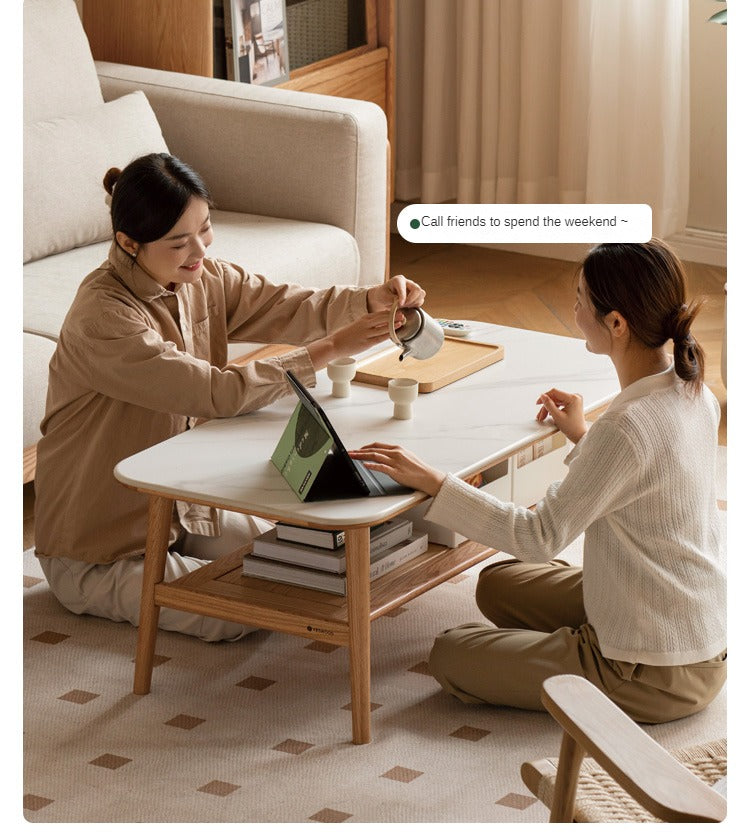 Oak, Beech Solid Wood Slate Coffee Table