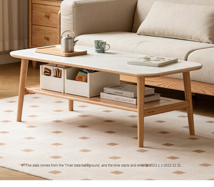 Oak, Beech Solid Wood Slate Coffee Table