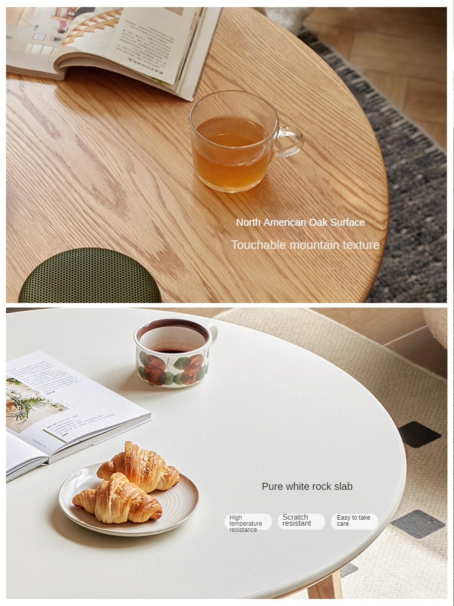 Oak, Beech Solid Wood Round Coffee Table