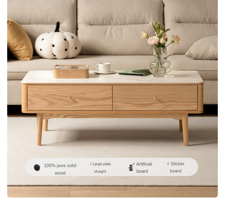 Oak Solid Wood Coffee Table Slate