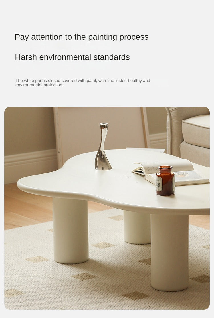 Rubber Solid Wood Creamy Cloud Coffee Table