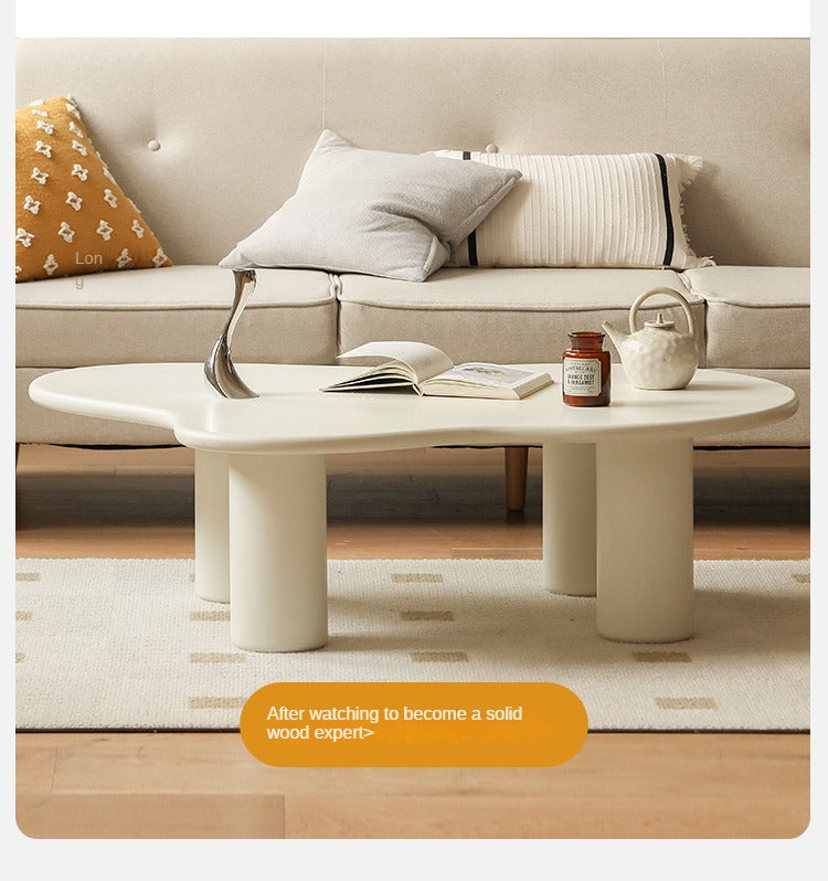 Rubber Solid Wood Creamy Cloud Coffee Table