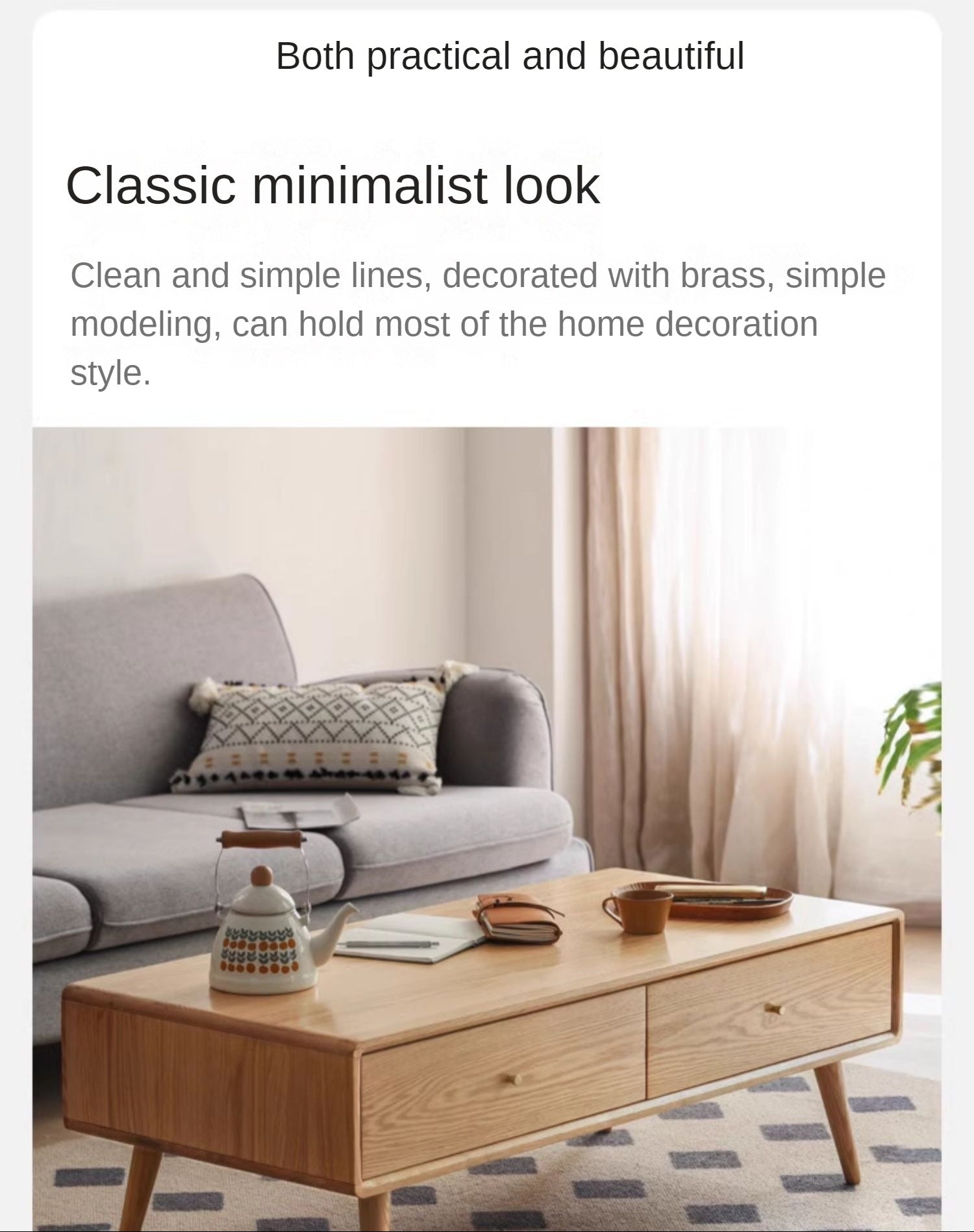 Oak, Ash Solid Wood Nordic Modern Coffee Table