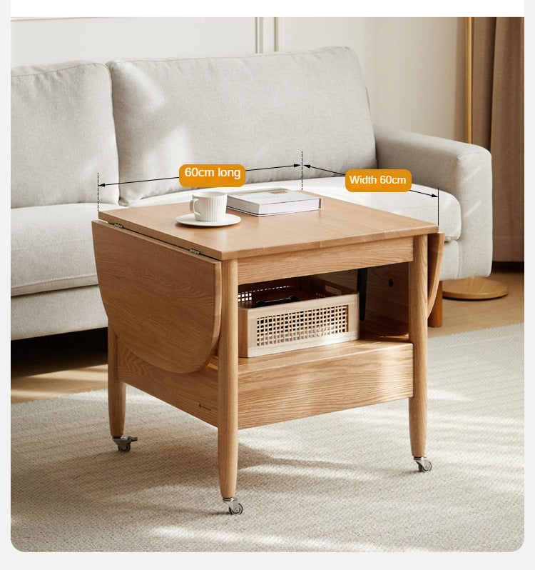 Oak, Beech Solid Wood Folding Mobile Coffee Table