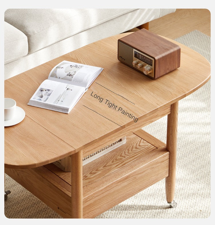 Oak, Beech Solid Wood Folding Mobile Coffee Table
