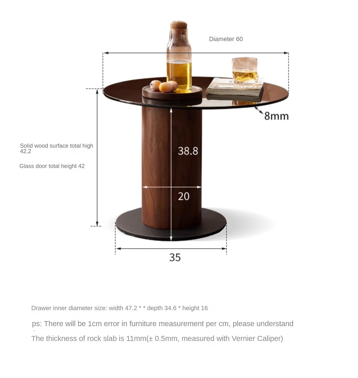 Black Walnut Slate Top Coffee Table