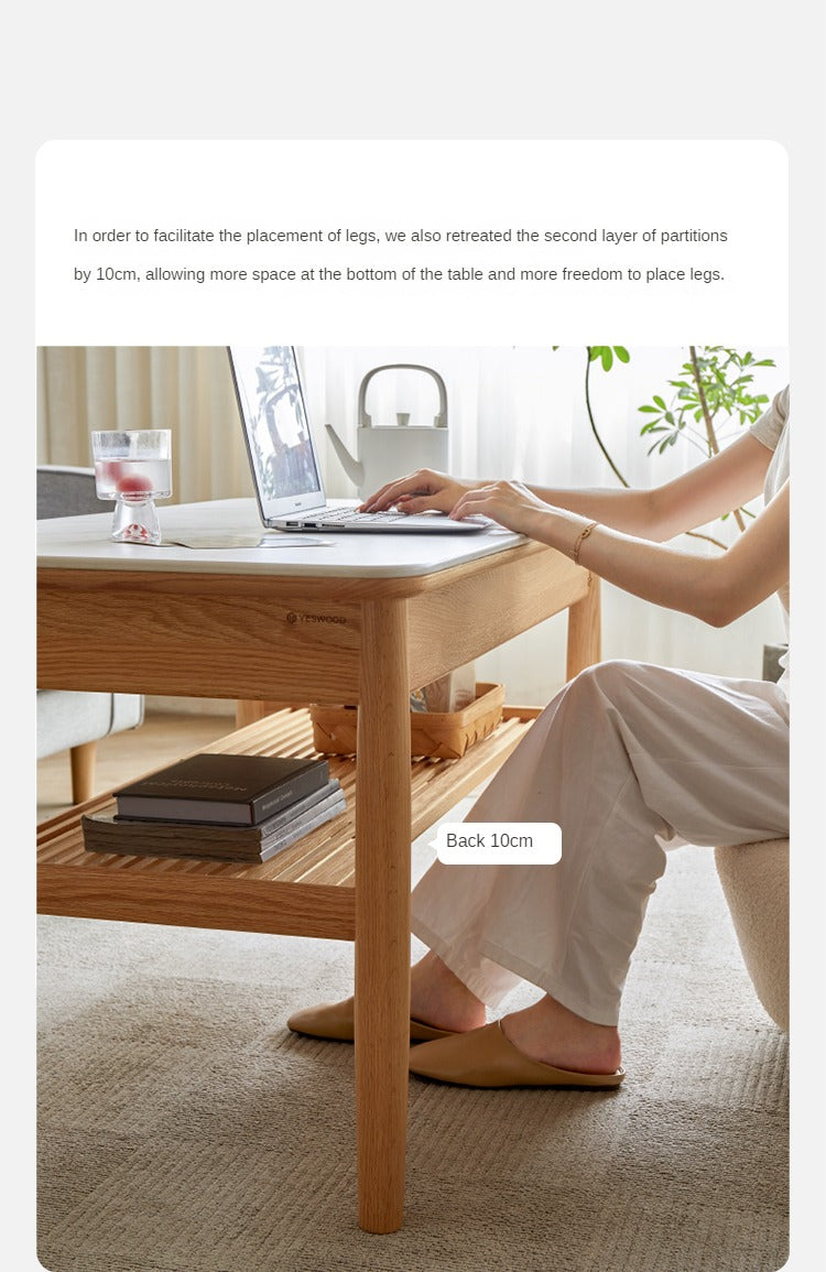 Oak Solid Wood Rock Plates Coffee Table