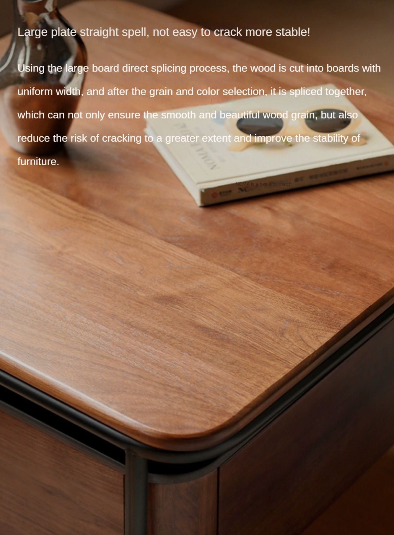 Sandalwood, Oak, Black Walnut Solid Wood Slate Top Coffee Table