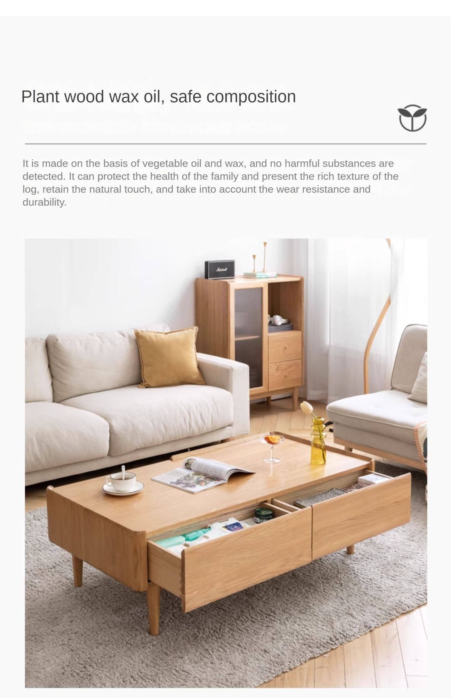 Ash Solid Wood Luxury Coffee Table