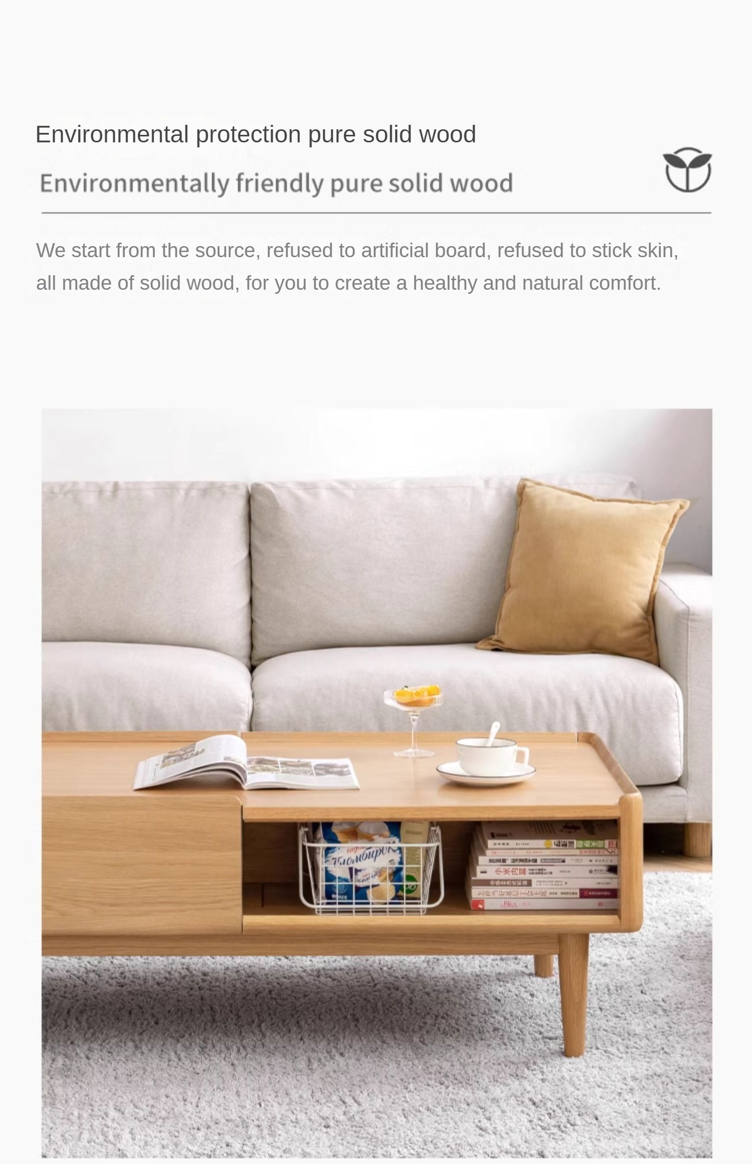 Ash Solid Wood Luxury Coffee Table