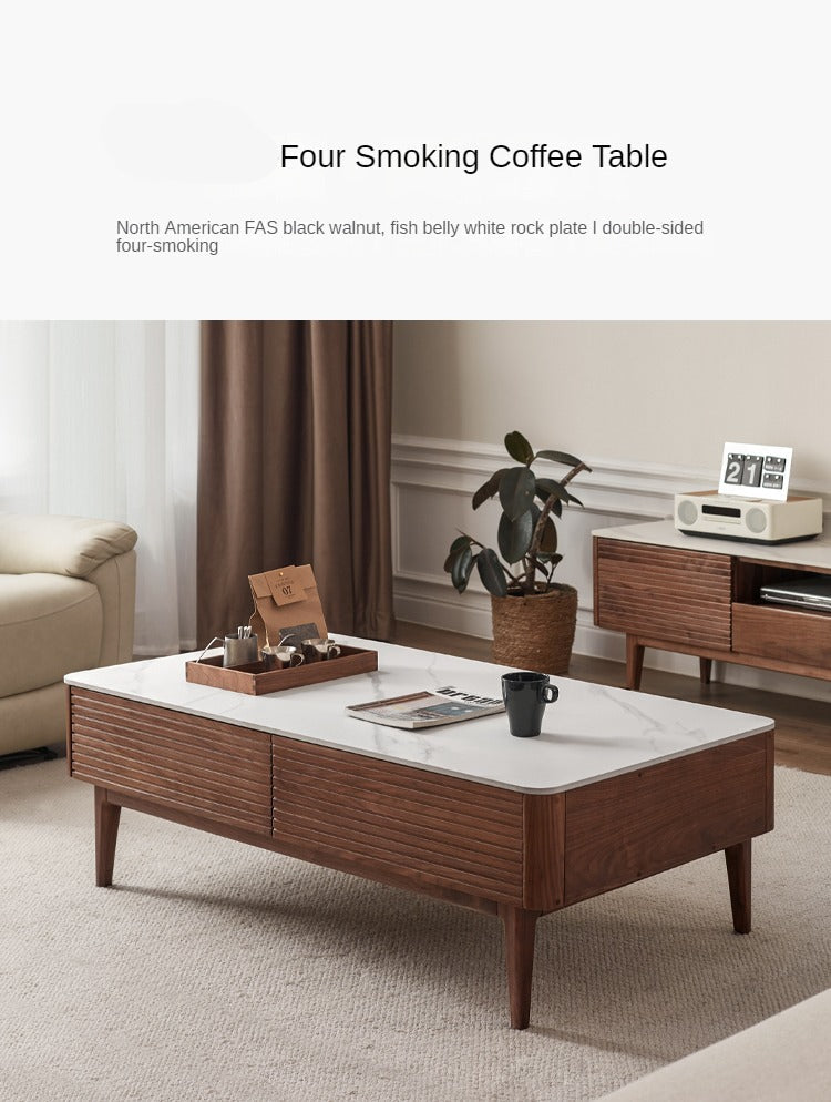 Black Walnut Solid Wood with Slate Top Coffee Table