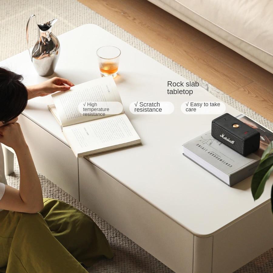 Ash Solid Wood Light Luxury Rock Plate Coffee Table