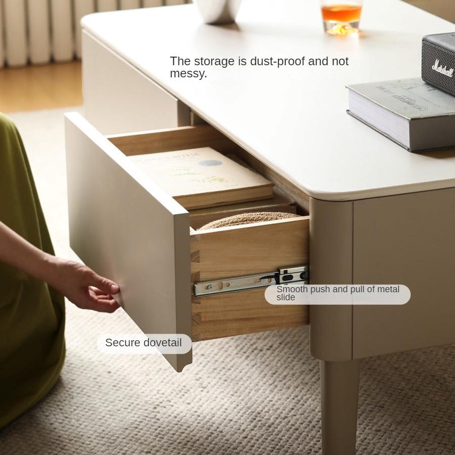 Poplar Solid Wood Light Luxury Rock Plate Coffee Table