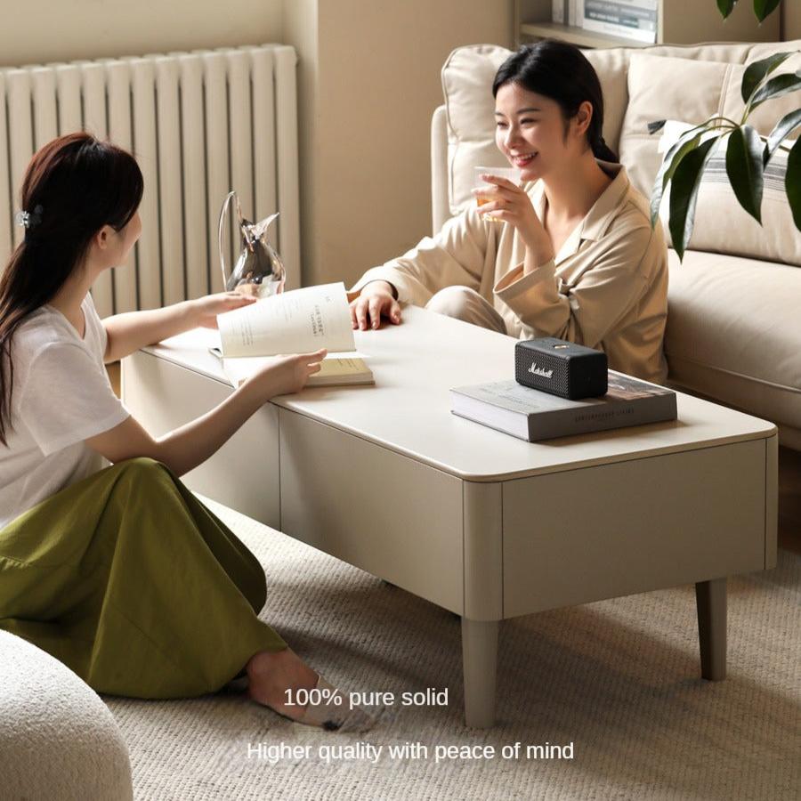 Ash Solid Wood Light Luxury Rock Plate Coffee Table