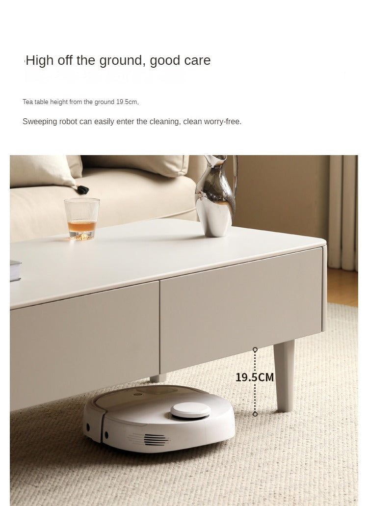 Poplar Solid Wood Light Luxury Rock Plate Coffee Table