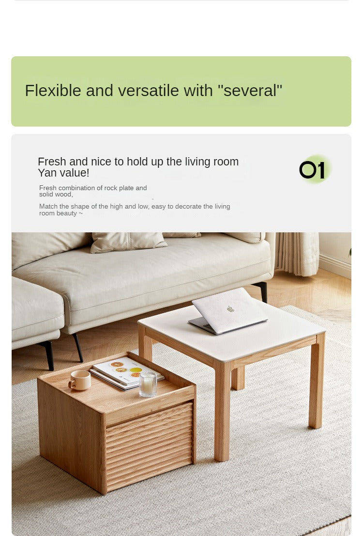 Black walnut, Oak, Beech Solid Wood Rock Plate Combination Coffee Table