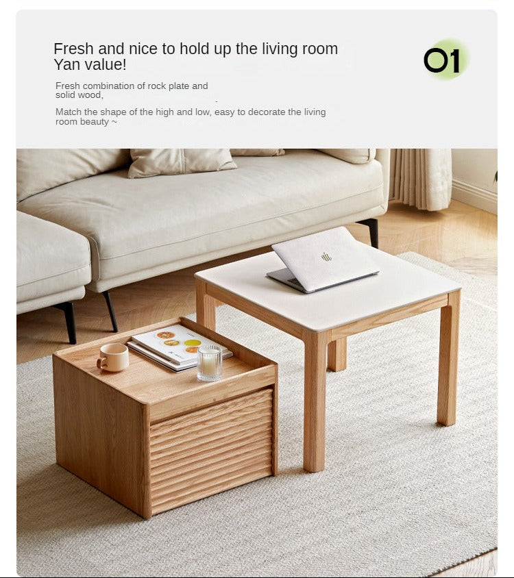 Black walnut, Oak, Beech Solid Wood Rock Plate Combination Coffee Table